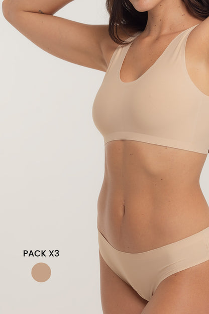Pack x 3 Corpiño Invisible Segunda Piel - Nude