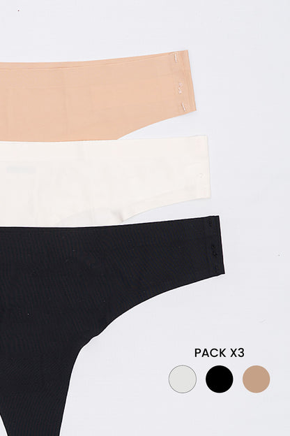 Pack Colaless X 3 segunda piel - Negro Off White Nude
