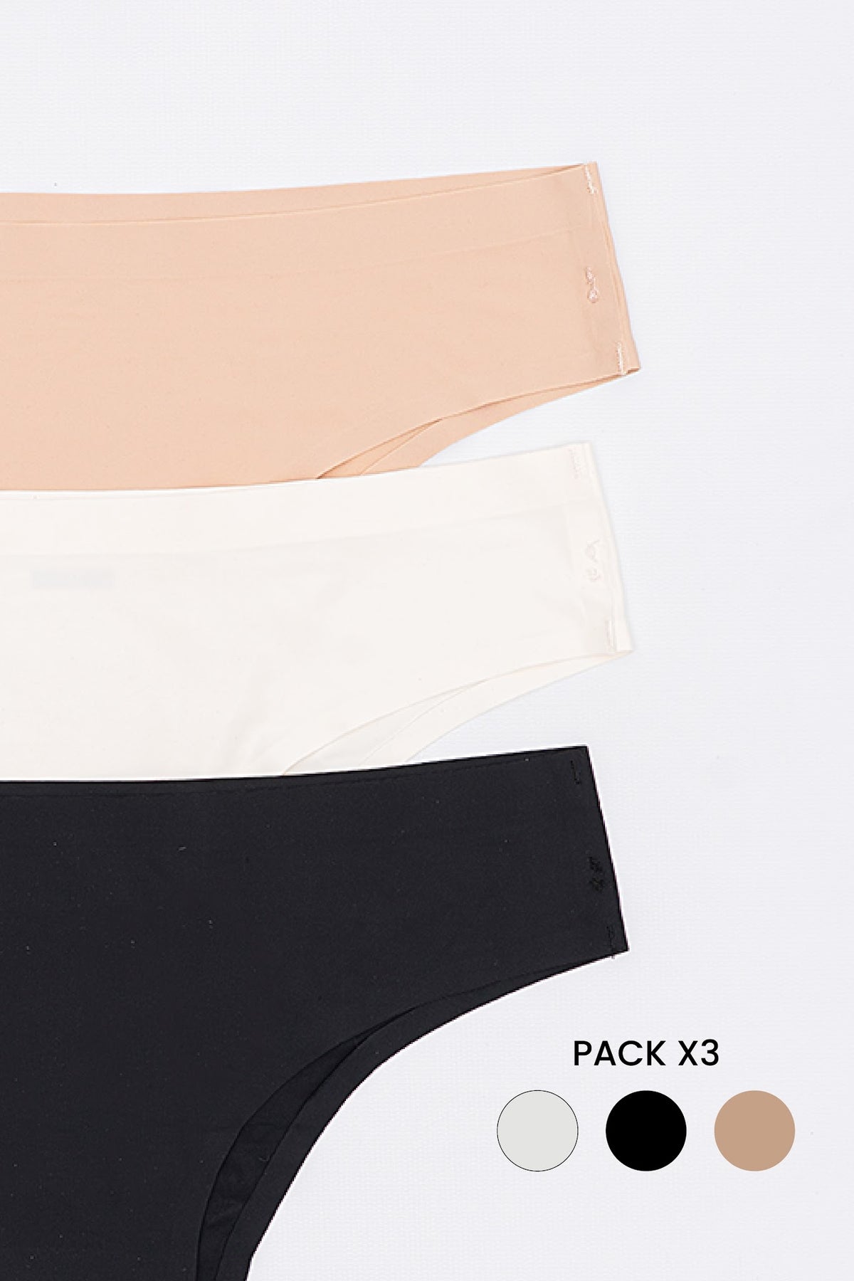 Pack vedetina X 3 segunda piel - Negro Off White Nude