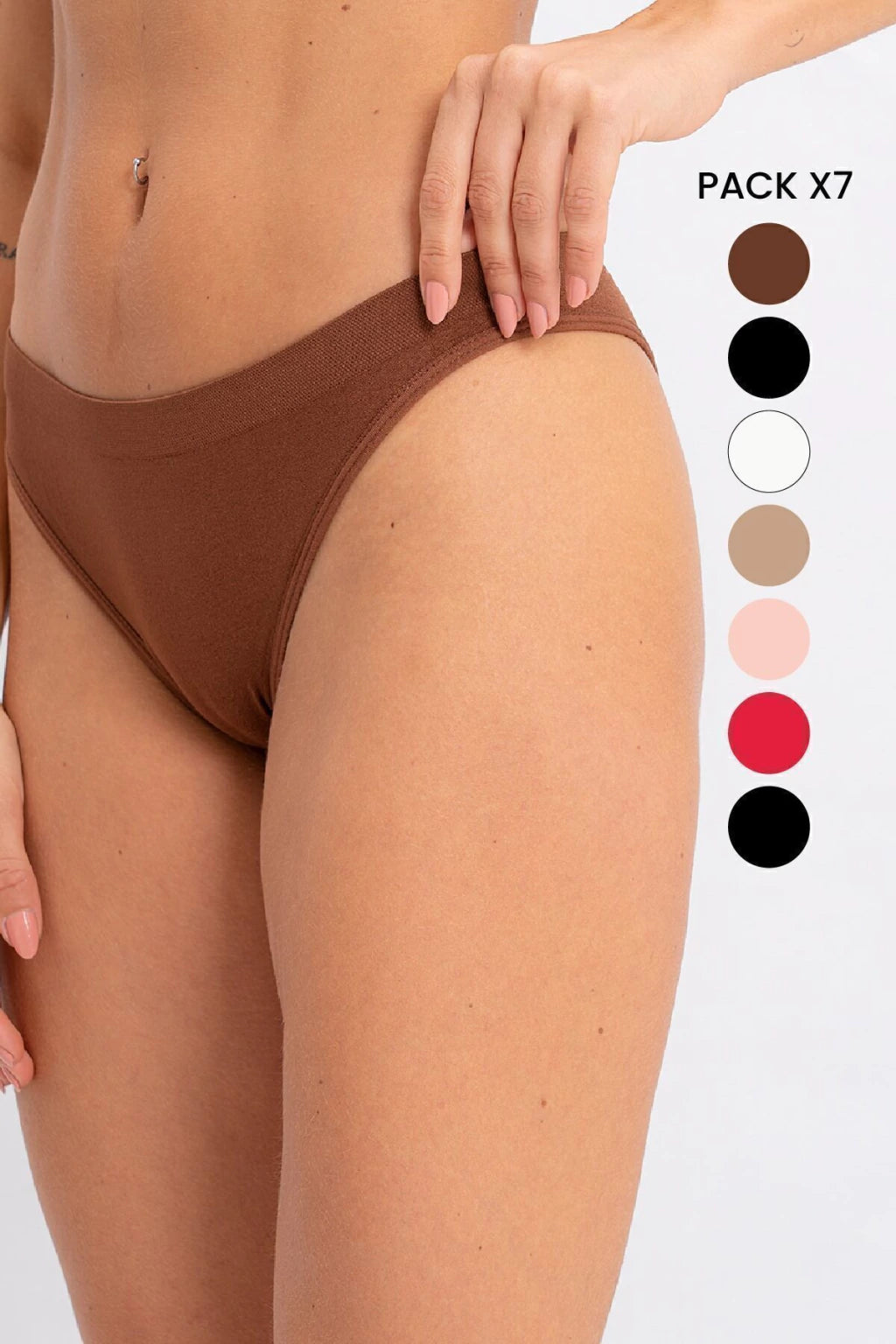 Pack vedetina seamless x 7 - Negro Negro Nude Rojo Choco Rosa Off White