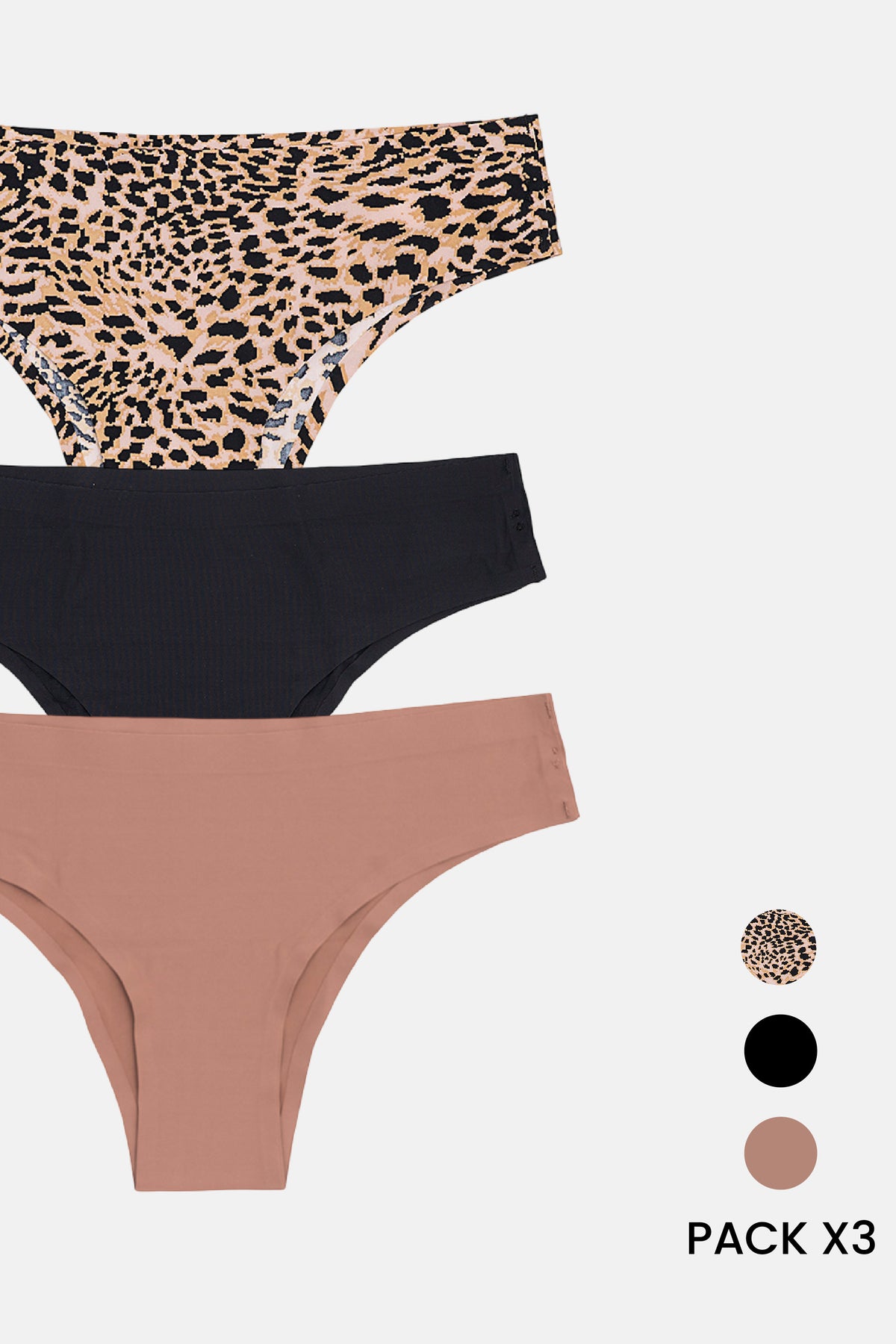 Pack vedetina X 3 segunda piel - Negro Choco Leopardo