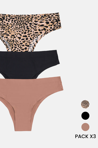 Pack vedetina X 3 segunda piel - Negro Choco Leopardo