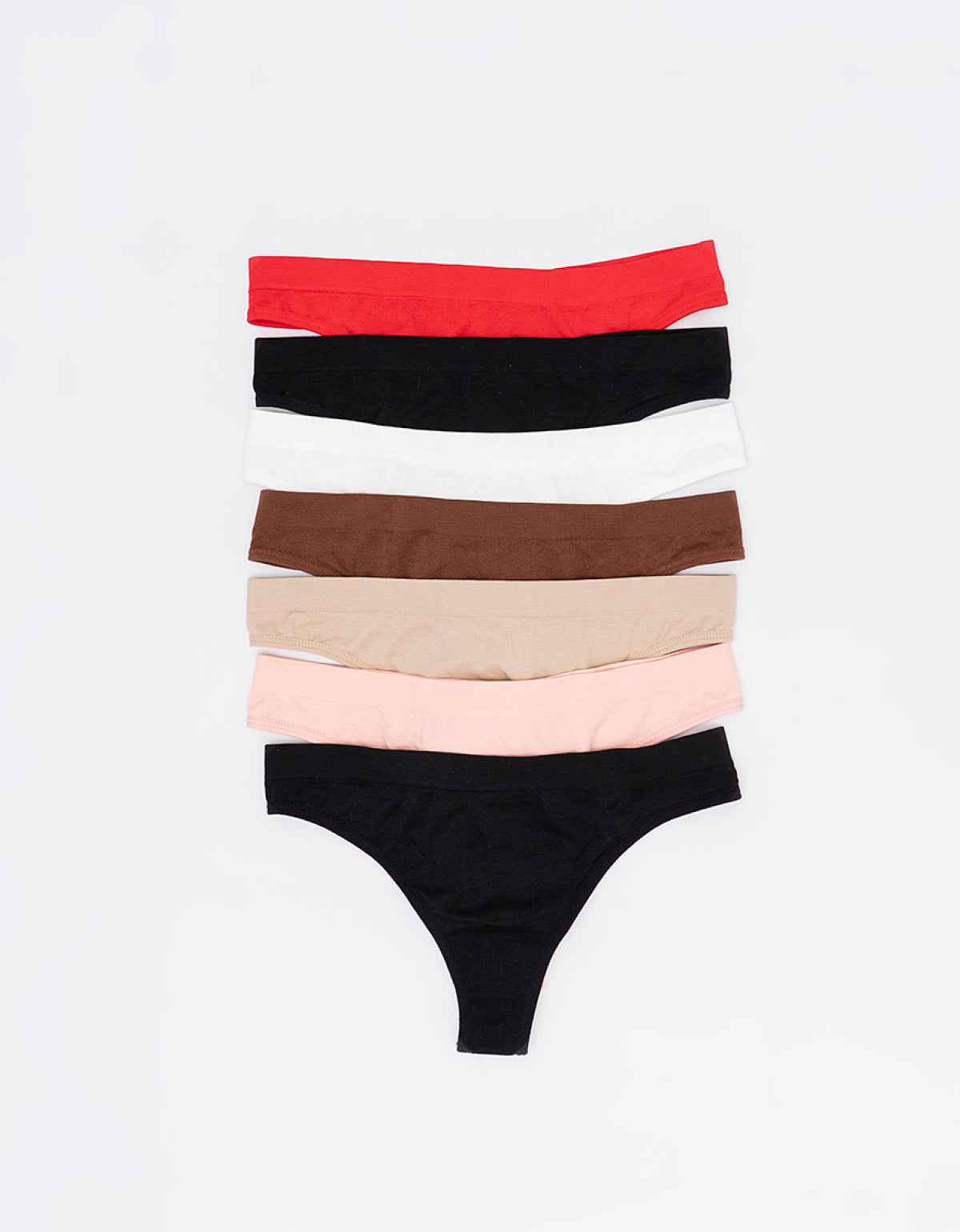 Pack cola less seamless x 7 - Negro Negro Nude Rojo Choco Rosa Off White