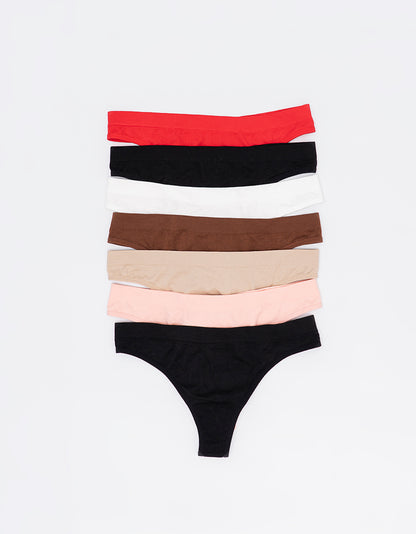 Pack cola less seamless x 7 - Negro Negro Nude Rojo Choco Rosa Off White