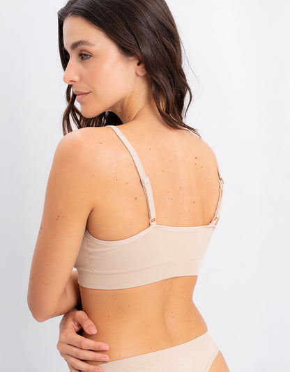 Pack corpiño seamless x 5 - Negro Skin Choco Rosa Off white