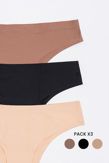 Pack vedetina X 3 segunda piel - Negro Choco Nude